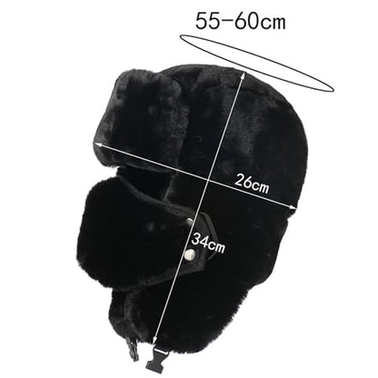 Ushanka Winter Trapper Hat Men Women Faux Rabbit Fur Russian Aviator Hat with Ear Flaps Face Mask Warm Cold Weather - color: Coffee