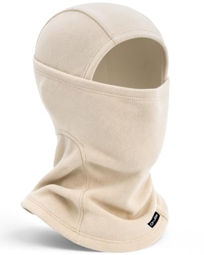Balaclava Ski Mask for Men Women, Warm Fleece Face Mask Full Cover for Cold Weather Skiing Cycling, Ponytail Friendly - color: Malt