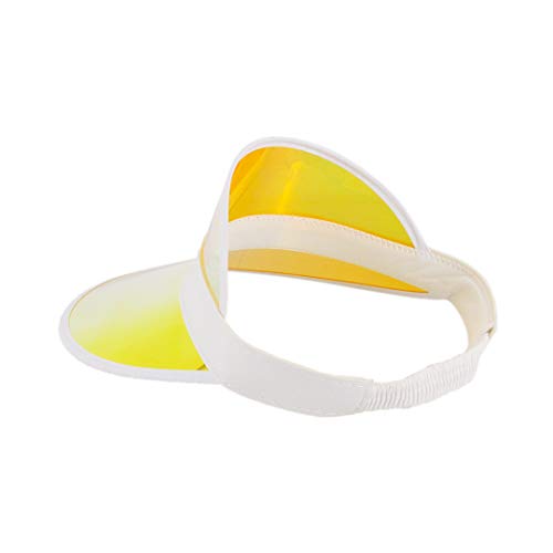 Giovacker Womens Mens PVC Clear Colorful Sun Visor Hats - color: 1pcs Yellow With White Border