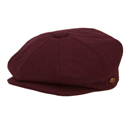 Men's Classic 8 Panel Wool Blend Newsboy Snap Brim Collection Hat - color: Burgundy, size: X-Large