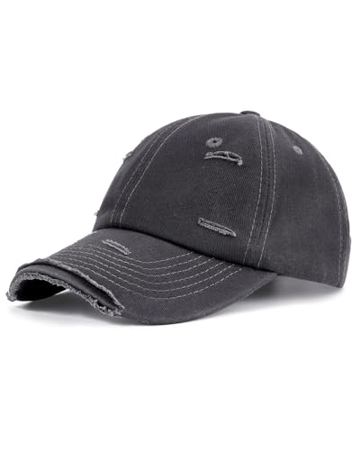 Distressed Washed Cotton Baseball Cap Adjustable Dad Hat for Men Women - color: Distressed Grey