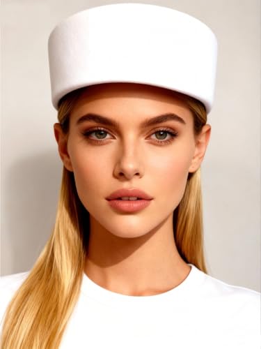 HIMESPORT S Wool Pillbox Hats for Women Ladies Elegant Wedding Formal Church Tea Party Cocktail Hat - color: White 1
