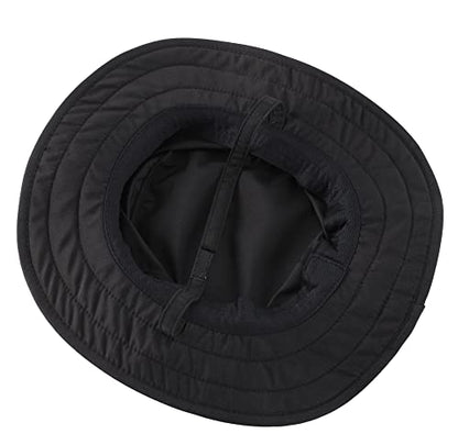Connectyle Kids Sun Hat for Boys Girls Wide Brim Bucket Hat UPF 50+ Sun Protection Hat Breathable Summer Beach Hat - color: Black