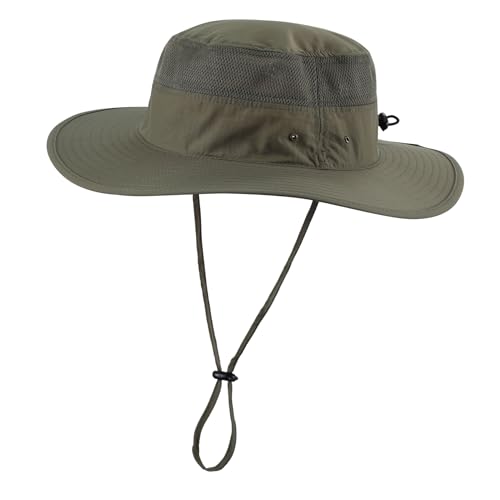 Home Prefer UPF 50+ Men's Sun Hat Wide Brim Bucket Hat UV Protection Hat for Mens Womens Beach Safari Gardening Golf Fishing - color: Light Army Green