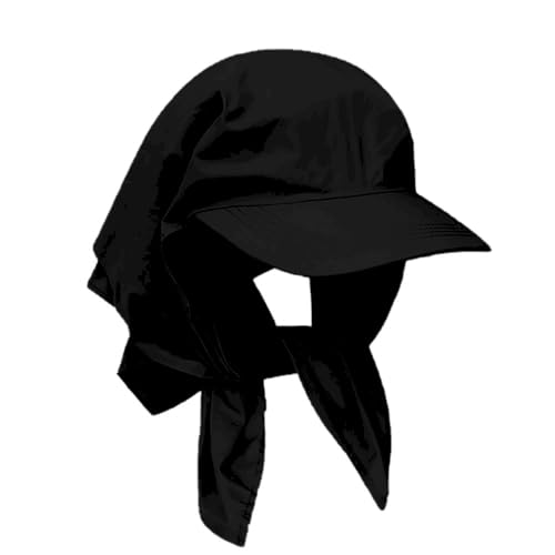 Sun Hat with Neck Flap for Women Wide Brim, Packable, Foldable, Outdoor Sun Protection, Baseball Visor Hat - color: Black