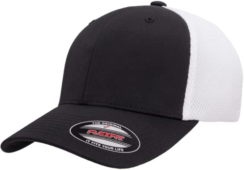 Flexfit 6533 Ultrafibre & Airmesh Lightweight Stretch-Fitted Cap - color: Black/White, size: Large-X-Large