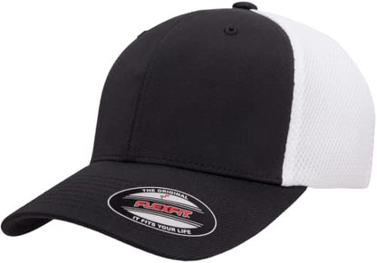 Flexfit 6533 Ultrafibre & Airmesh Lightweight Stretch-Fitted Cap - color: Black/White, size: Small-Medium