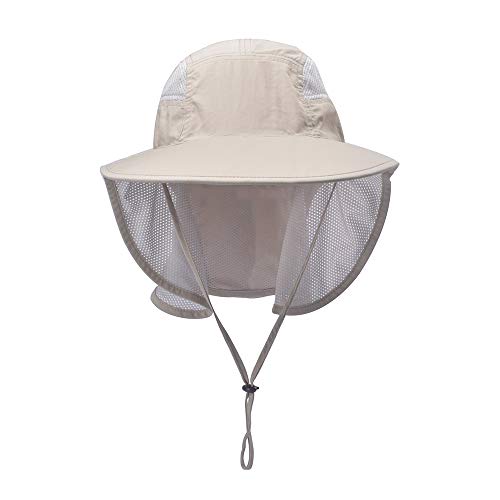 Unisex Outdoor Activities UV Protecting Sun Hats with Neck Flap - color: Khaki