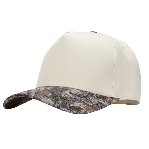 MEINICY Vintage Trendy Trucker Hat, 5-Panel Plain Snapback Hat - color: Beige Camo
