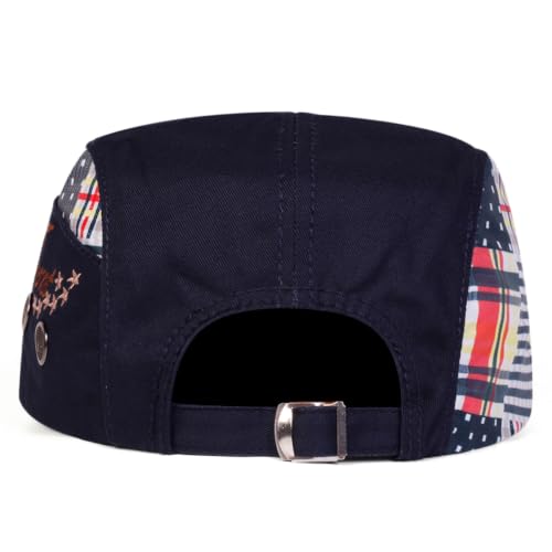 Classic Flat Cap for Men, Adjustable Cotton Newsboy Cap - color: Navy 3