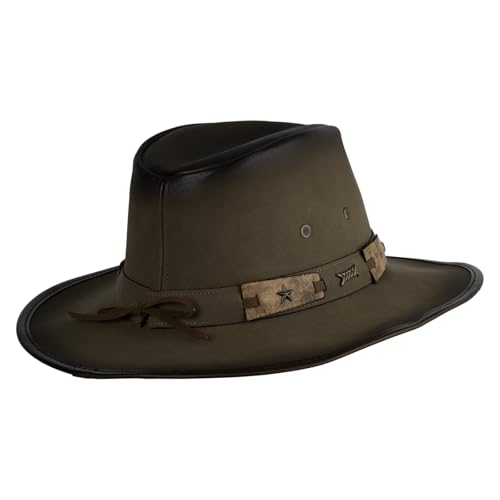 e4Hats.com UPF 50+ Australian Outback Faux Leather Hat - color: Texas Longhorn B, size: Large
