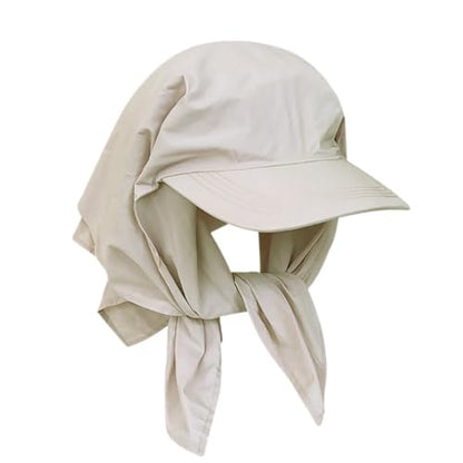 Sun Hat with Neck Flap for Women Wide Brim, Packable, Foldable, Outdoor Sun Protection, Baseball Visor Hat - color: Beige