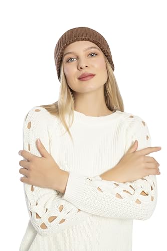 Seamless Beanie Cap, Acrylic Unisex Winter Beanie - color: Brown