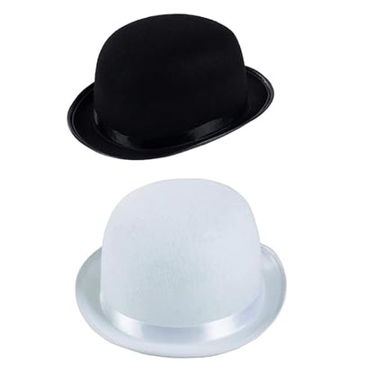 Men Women Cloche Hats with Round Hat Top Turned Brim Bowler Cap Holiday Party Accessories - color: White