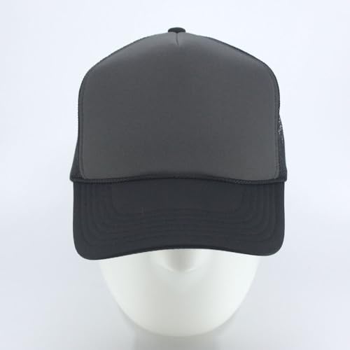 High Crown Foam Mesh Camouflage Tri-Color Oak Leaves Trucker Hat Baseball Cap - color: Black/Charcoal Gray/Black