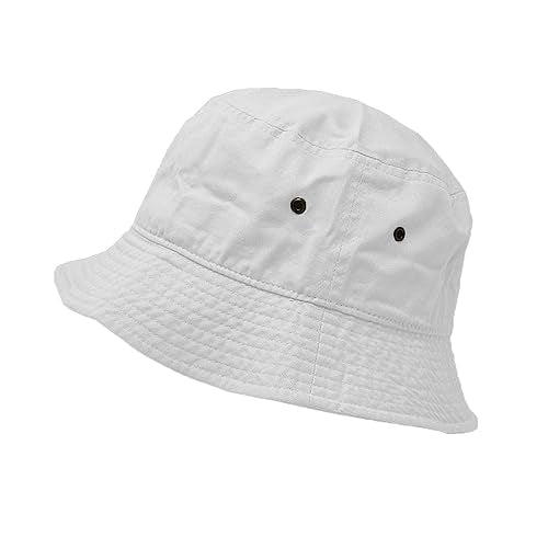 Glory Max Unisex Solid Color 100% Cotton Bucket Hat Small Brim Packable Travel Summer Beach Hat - color: White, size: Small-Medium