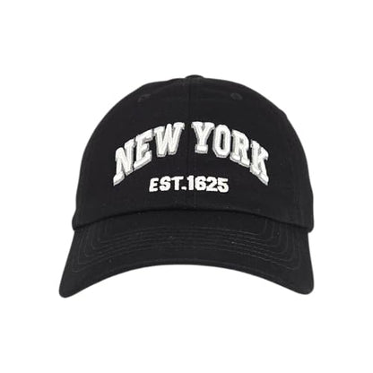 E BY ELIDAN NY Dad Hat, New York EST.1625 Cotton Baseball Cap Women & Men - color: Black White