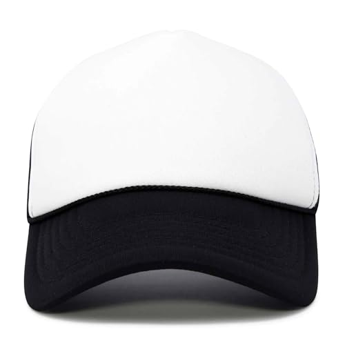 DALIX Two Tone Trucker Hat Summer Mesh Cap with Adjustable Snapback Strap - color: Black, size: One Size