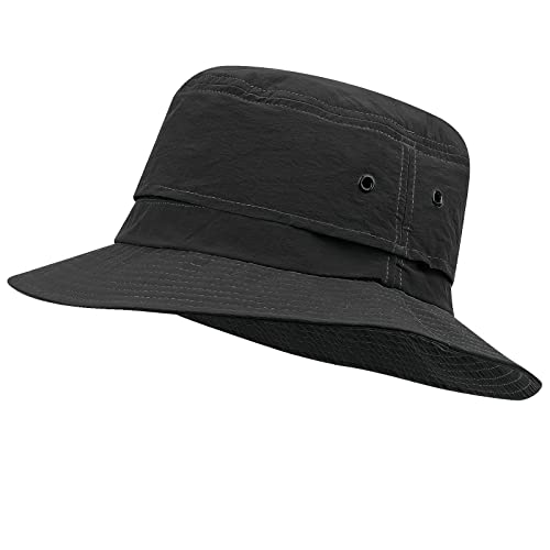 Croogo Sun Hats for Women UV Protection Summer Bucket Hat Waterproof Packable Fishing Hats Wide Brim Hiking Hat Gardening Hat - color: Afh02-black