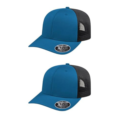 Cap America i8502 Flexfit 110 6-Panel Trucker Cap w/Adjustable Snapback - color: Indigo Blue/Black