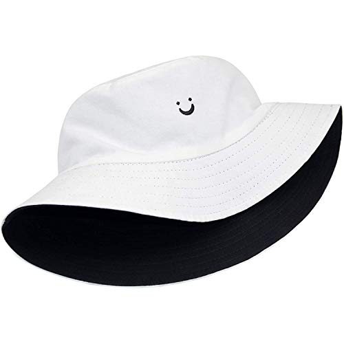 Unisex Bucket Hat Beach Sun Hat Aesthetic Fishing Hat for Men Women Teens, Reversible Double-Side-Wear - color: Black and White