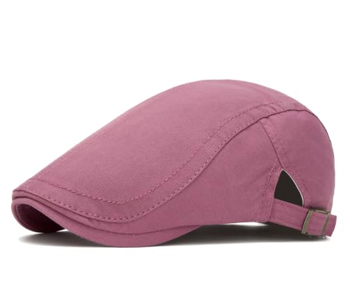 QHFHULV Newsboy Cap for Men Cotton Flat Gatsby Ivy Golf Cabbie Driving Hat - color: Pink