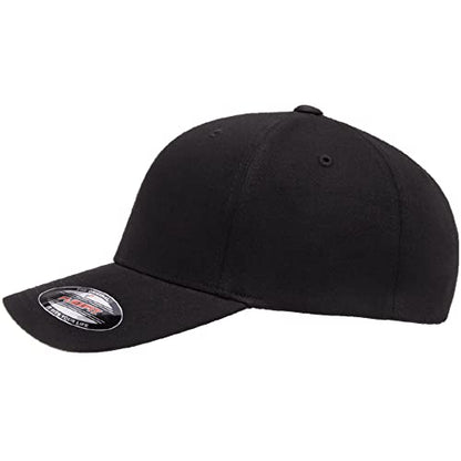 Flexfit 5001 Standard Cotton Twill 6-Panel Fitted Baseball Cap - color: Black, size: Large-X-Large