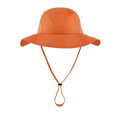 Home Prefer Outdoor UPF50+ Mens Sun Hat with Neck Flap Womens UV Protection Hat Wide Brim Safari Fishing Hiking Gardening Hat - color: Orange