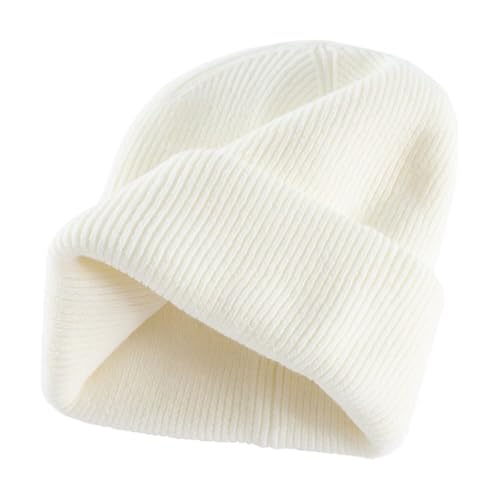 Connectyle Thick Cuffed Beanie for Men & Women Double Layer Knit Winter Hat Acrylic Watch Hat Warm Stocking Skull Cap - color: Beige