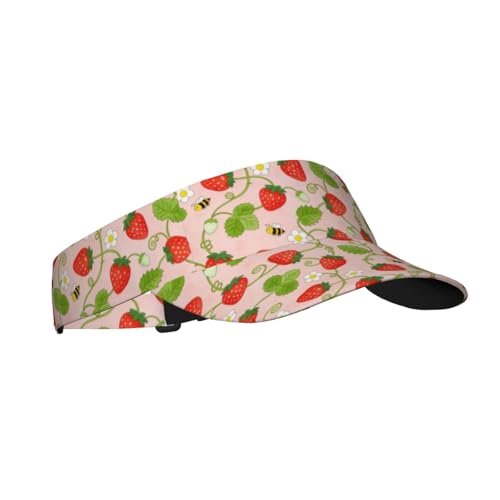 Adjustable Sun Visor Hats, Lightweight Open-Top Sports Visors - color: Strawberry