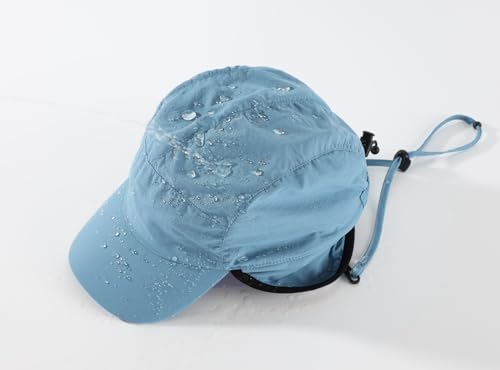 Home Prefer Waterproof Men's Winter Hats with Visor Warm Fleece Lined Baseball Cap Earflaps Trooper Trapper Hat for Men - color: Blue