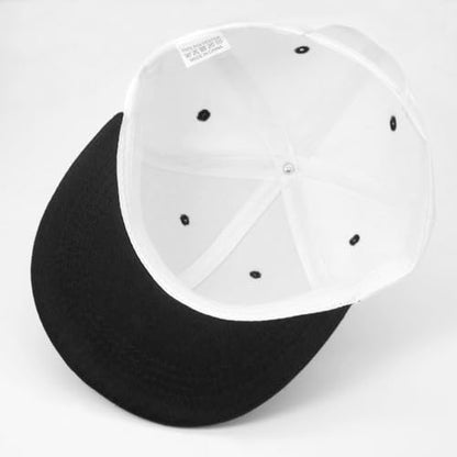 Snapback Hat Flat Bill Visor Hats Adjustable Hip Hop Baseball Cap for Women Men - color: White Black