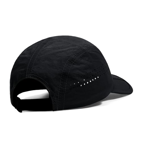 Clakllie Quick Dry 5 Panel Cap for Men Summer Folding Outdoor Hat Breathable Baseball Cap Unstructured Running Hiking Hats - color: Bs26zd01-black