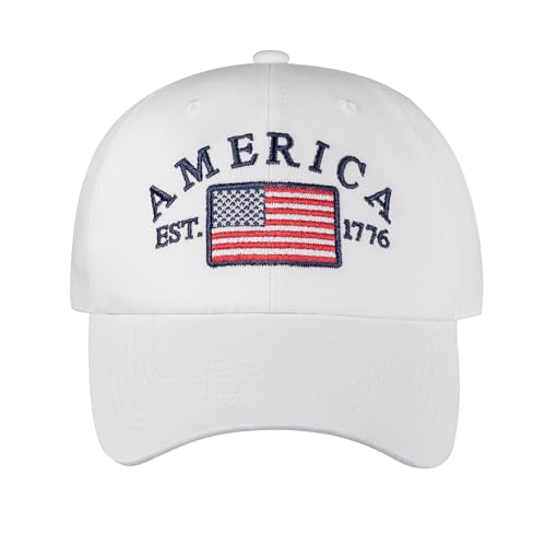IIN American Flag Baseball Cap for Men Women Low Profile USA Army Tactical Operator Military Plain Dad Hat - color: Usa-white