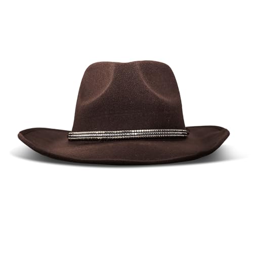 Lucky Brand Womens Ranger Hat | Wide Brim | Felt | Rancher | Americana | Western Inspired | Classic | Fashion | Cowboy - color: Cowboy W/ Beaded Band - Brown