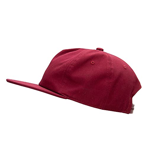 Nissi 5 Panel Cotton High Profile Flat Bill Unstructured Cap - color: Burgundy
