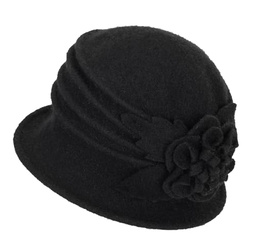 XuoAz Womens Winter Hat 1920s Wool Cloche Hat for Women Ladies Crushable
