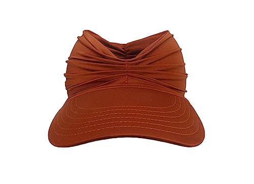 Sun Hat Women Beach Visor Cap UV Protection with Wide Brim Packable Summer Sport Ponytail Sun Cap - color: Coffee