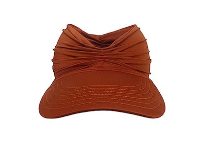 Sun Hat Women Beach Visor Cap UV Protection with Wide Brim Packable Summer Sport Ponytail Sun Cap - color: Coffee