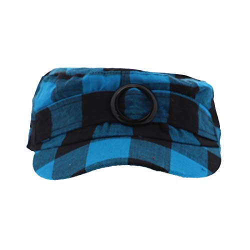Plaid Hat with Buckle Newsboy Cap for Women - color: Blue