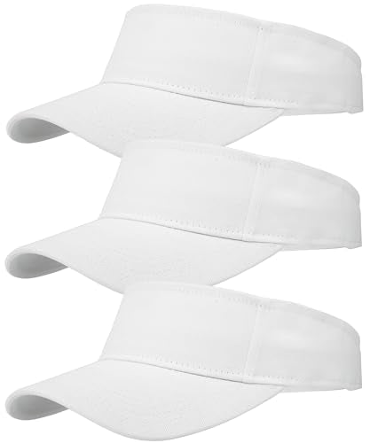 3 Pcs Sun Visor for Women Men Outdoor Sport Golf Tennis Softball, Adjustable Visors Hats - color: White
