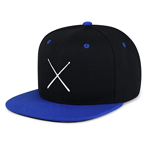 JPAK Drum Stick Hip-Hop Snapback Hat Embroidered Baseball Cap Drummer - color: 16. Black/Blue