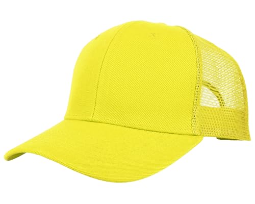 Gelante Mesh Trucker Hat Baseball Cap Structured Front Panel Wholesale LOT 12 Pack - color: Light Yellow