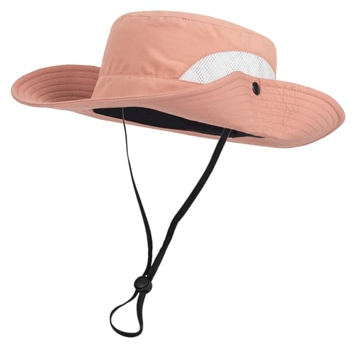 Kids Sun Hat with UV Protection Beach Bucket hat Safari Boonie Cap - color: Pink