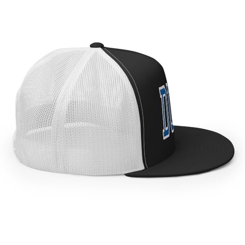 NG Duke Flat Bill Embroidered Trucker Hat High Crown Adjustable Cap - color: Black/ White