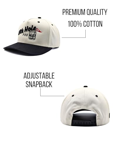 Vintage Style 19th Hole Pro Trucker Hat | Black & Natural Two-Tone Golf Hat