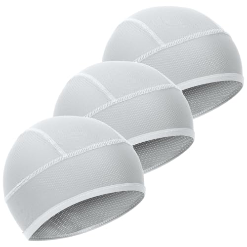 3PCS Cooling Skull Cap, Breathable Mesh Skull Caps for Men, Lightweight Head Cap Cycling Helmet Liner - color: 3 Light Grey