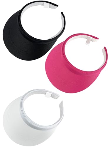 3 Pack Sports Sun Visor Hat Women Men Adjustable Clip On Visors Outdoor Golf Beach Cap - color: Black, White, Rose Red