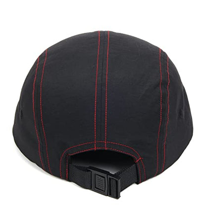 5 Panel Baseball Cap Camp Cap Taslon Short Brim Cap Quick Dry Hat Flat Bill Big Size Large Caps Oversize Running Hat - color: Black&red, size: 7 1/2
