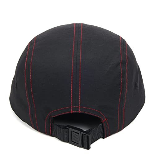 5 Panel Baseball Cap Camp Cap Taslon Short Brim Cap Quick Dry Hat Flat Bill Big Size Large Caps Oversize Running Hat - color: Black&red, size: 7 1/4